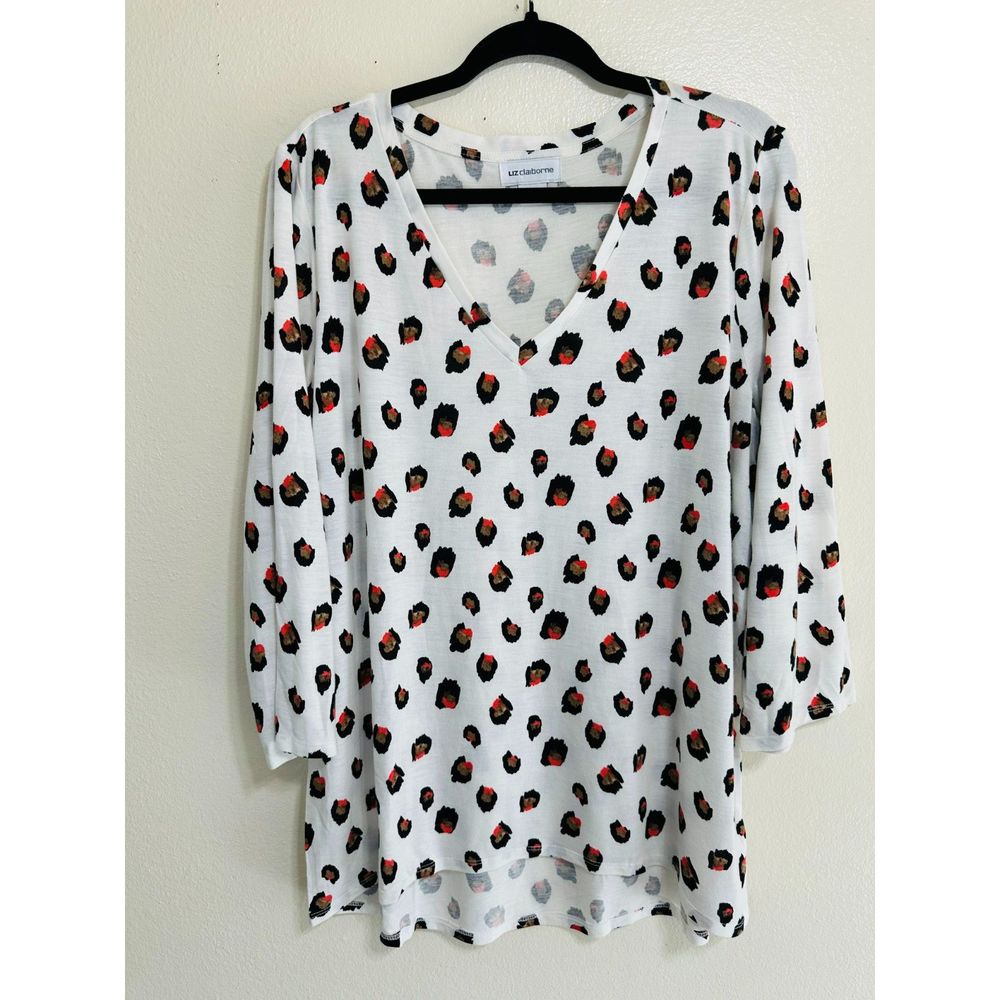 Liz Claiborne Women's Oversized Tunic Deep V Long Sleeve, Size XL